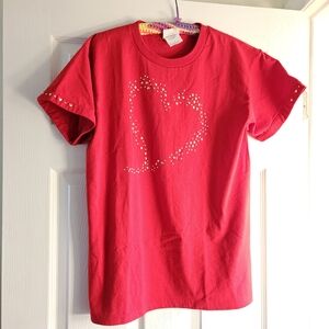 Jerzees Red Short-Sleeve Tee with Studded Heart